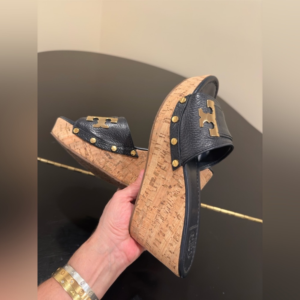 RARE authentic iconic luxury summer beach resort Tory Burch wedge/sandals/shoes - Picture 15 of 17